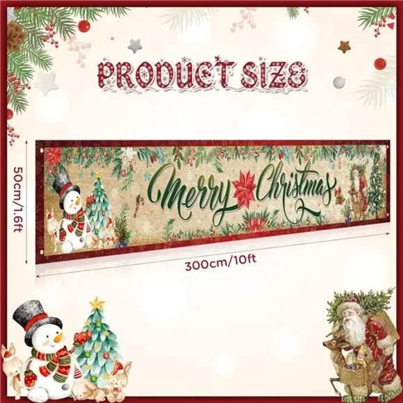 Vintage Christmas Decorations Outdoor Yard Fence Banner Sign, Merry Christmas - Picture 5 of 8